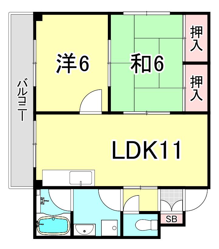 フローレンス甲子園(2LDK/3階)の間取り写真