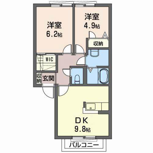 シャーメゾンいずみ(2DK/2階)の間取り写真