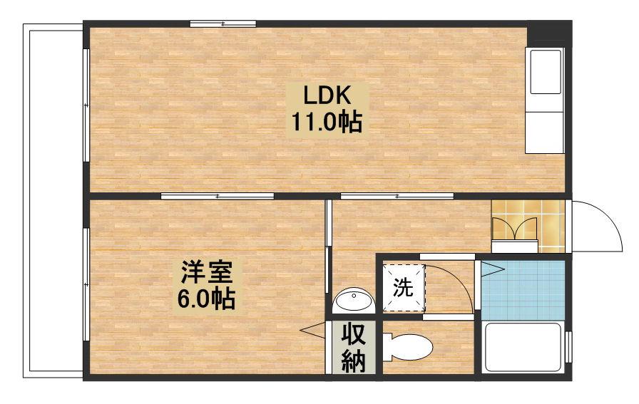 フォンテーヌ(1LDK/2階)の間取り写真