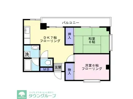 ベルエキップ一番館(2DK/2階)の間取り写真