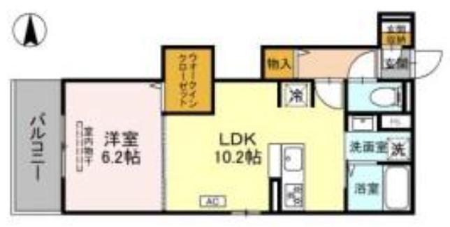ディル西京極(1LDK/2階)の間取り写真