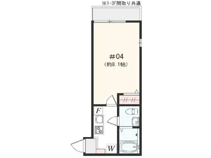 アザーレ・キュリオス伊勢原(1K/1階)の間取り写真