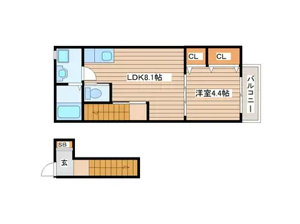 SOLEIL HINA V (1LDK/2階)の間取り写真