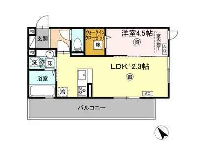 インフィニティ新八代(1LDK/1階)の間取り写真