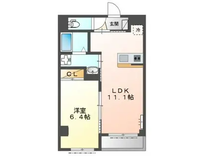 ラシードレーブ(1LDK/1階)の間取り写真