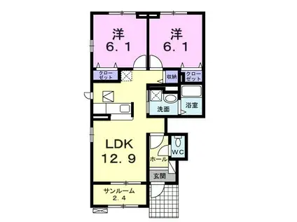 サザンナレッジ(2LDK/1階)の間取り写真