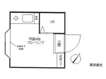 レイクシャイン赤塚(ワンルーム/1階)の間取り写真