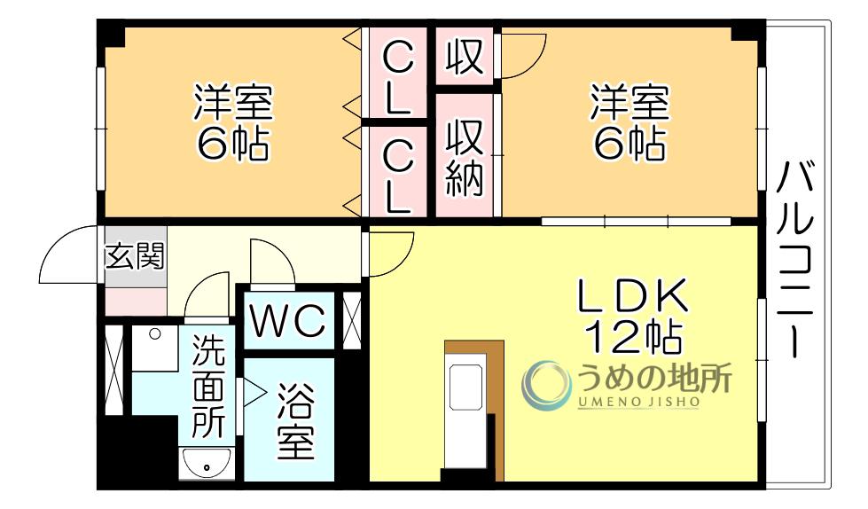 ドムールTSI(2LDK/3階)の間取り写真
