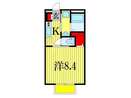 ポルトフィーノ(1K/2階)の間取り写真