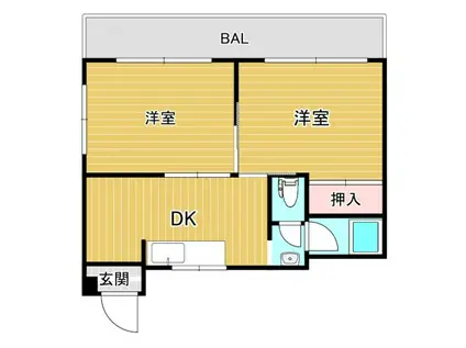 グランドールまこと(2DK/5階)の間取り写真