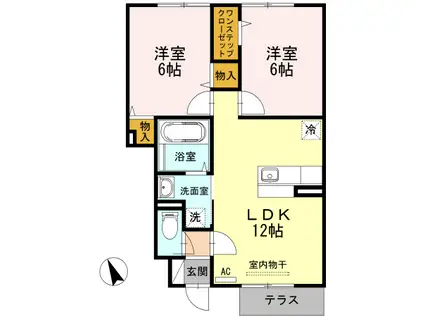 スカイビューテラス宮前平(2LDK/1階)の間取り写真