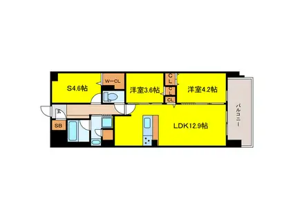 スプランディッド(2SLDK/4階)の間取り写真