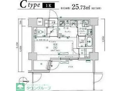 MAXIV武蔵新城TRE(1K/2階)の間取り写真