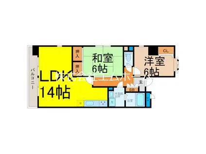 トワピエスつつじが丘(2LDK/2階)の間取り写真
