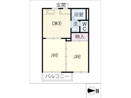 コートビレッジ石尾台(2DK/1階)の間取り写真