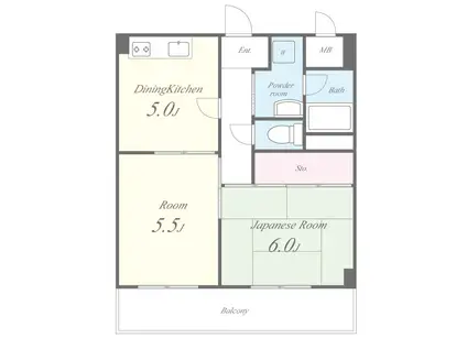 メゾンクレール(2DK/6階)の間取り写真