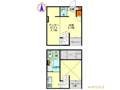 カーサ9名駅(1K/1階)の間取り写真