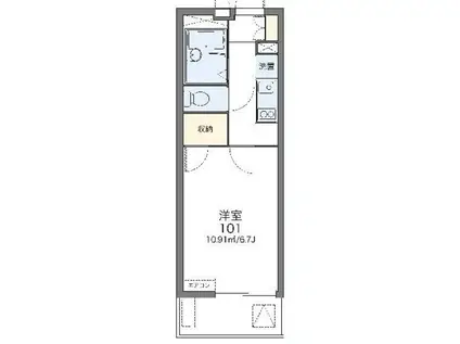 レオパレスエレガンス ムサシノ(1K/1階)の間取り写真