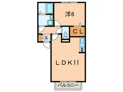 クレスト西宮東(1LDK/2階)の間取り写真