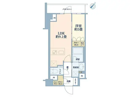 リビオレゾン参宮橋(1LDK/4階)の間取り写真