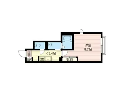 オークヒル自由が丘(1K/1階)の間取り写真