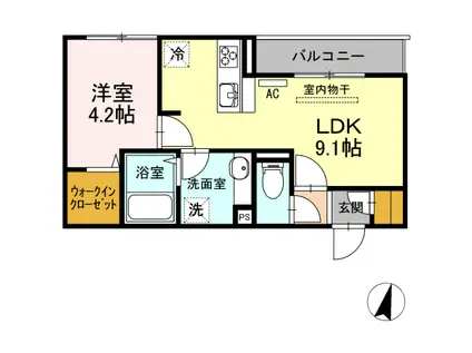 ヴィルヌーヴ ドゥ(1LDK/3階)の間取り写真