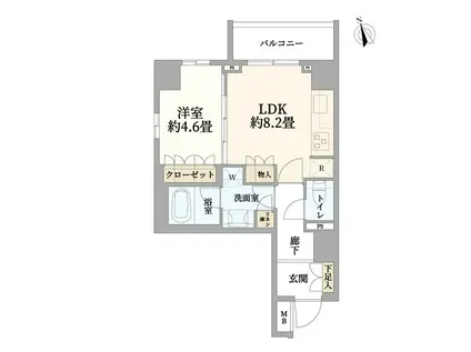 リビオレゾン新虎通(1LDK/4階)の間取り写真