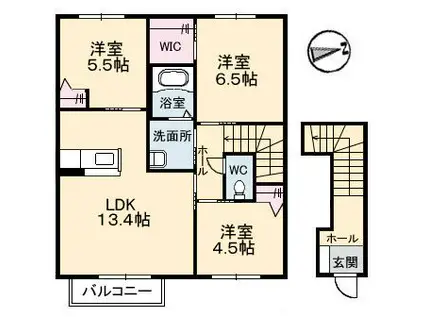 ROSSO CORSA瑞穂I(3LDK/2階)の間取り写真