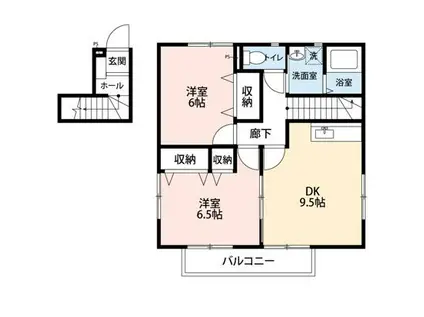 プロスペール千早(2LDK/2階)の間取り写真