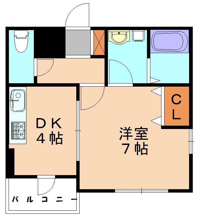 RUMA千早(1DK/4階)の間取り写真