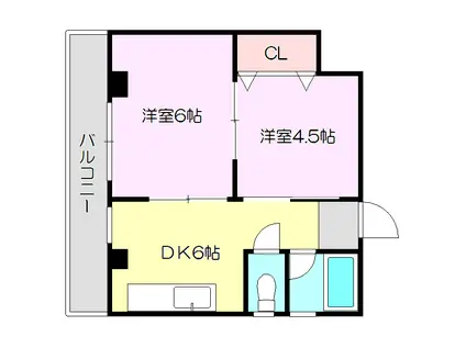 サン・ヒルズ(2DK/2階)の間取り写真