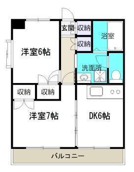 クレセールハイム2号館(2DK/5階)の間取り写真