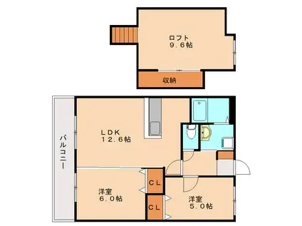 オリエンタルコート加布里駅前I(2LDK/2階)の間取り写真