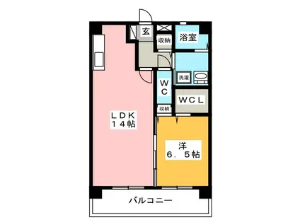 グランホン(1LDK/3階)の間取り写真