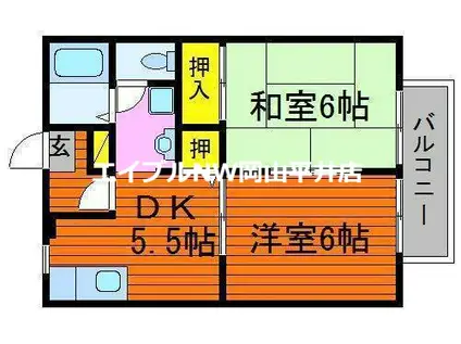 メゾン・エレガンス(2DK/2階)の間取り写真