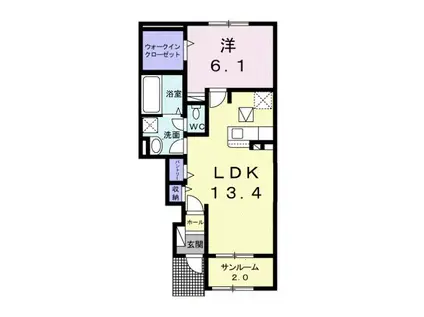 POPORA 一ツ松A(1LDK/1階)の間取り写真