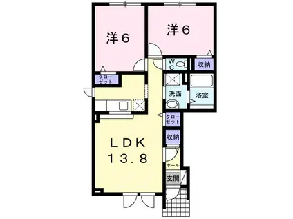 グレースアヴェニュー(2LDK/1階)の間取り写真
