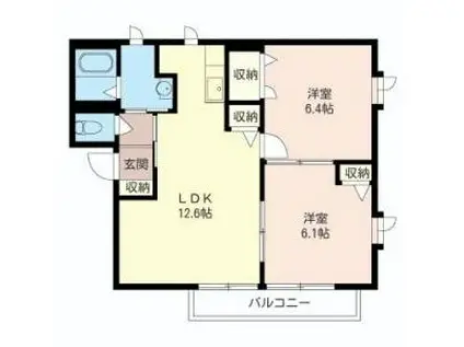 グランディールつきみ野(2LDK/1階)の間取り写真