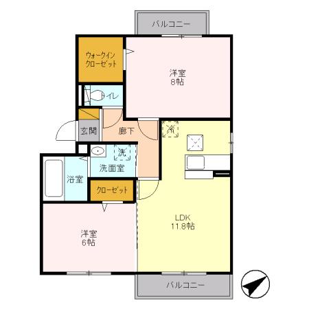 エスペランサ昭和 101(2LDK/1階)の間取り写真