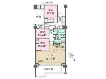 ザ・パークハウス代々木大山レジデンス(3LDK/4階)の間取り写真