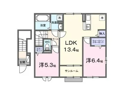 アクシアI(2LDK/2階)の間取り写真
