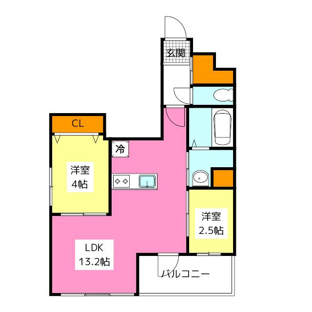 MODERN EIGHT高宮LIETO(2LDK/6階)の間取り写真