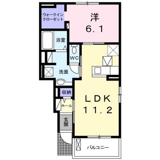 ミレ・ルーチェA(1LDK/1階)の間取り写真