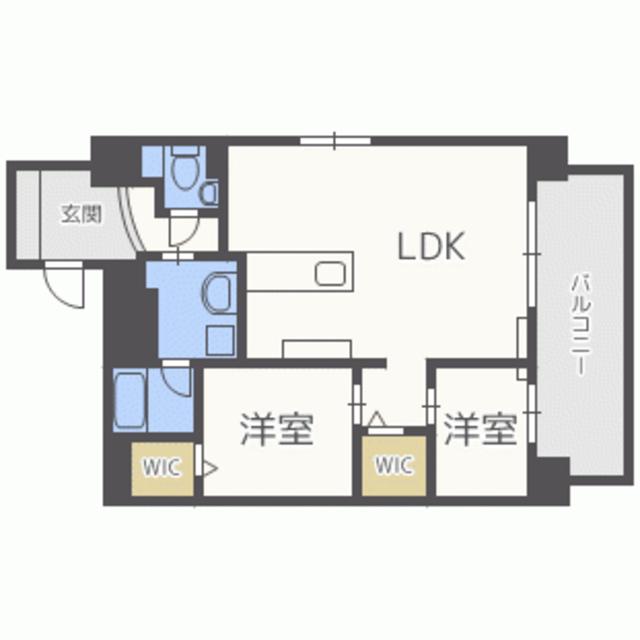 ウェルブライト博多ステーション(2LDK/14階)の間取り写真