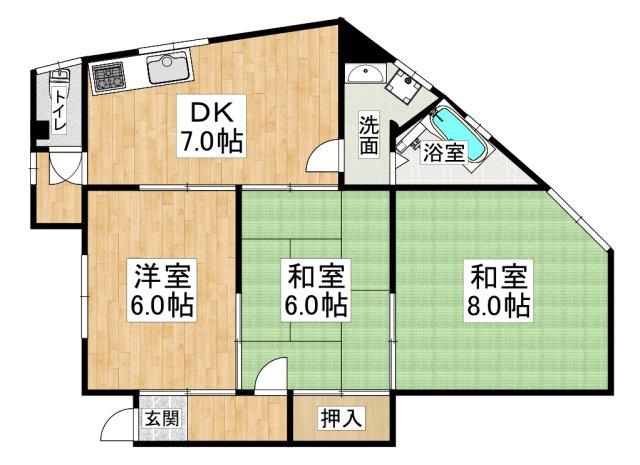 シティハウス(3DK/3階)の間取り写真