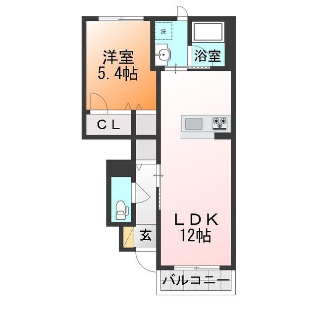シャーメゾン広町(1LDK/1階)の間取り写真