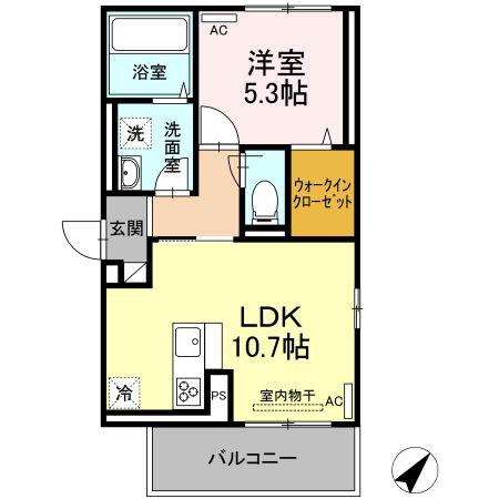 ルーブル下富野(1LDK/3階)の間取り写真