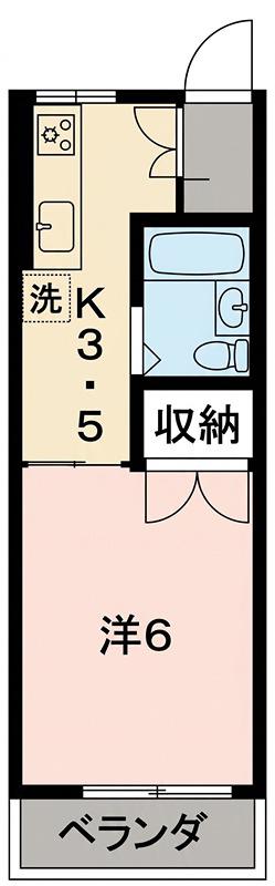フローレス弘明寺(1K/1階)の間取り写真