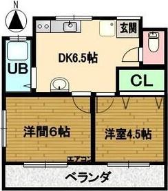 Fメゾン妙音通(2DK/1階)の間取り写真