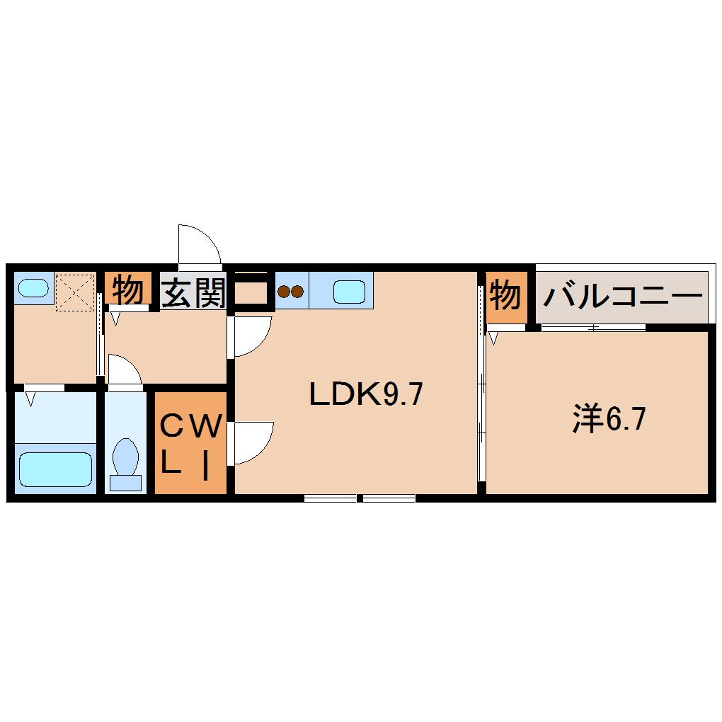 フジパレス市駅東II番館(1LDK/2階)の間取り写真